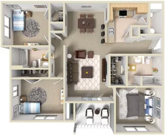C1 3/2 1244 sf 528 floor plan